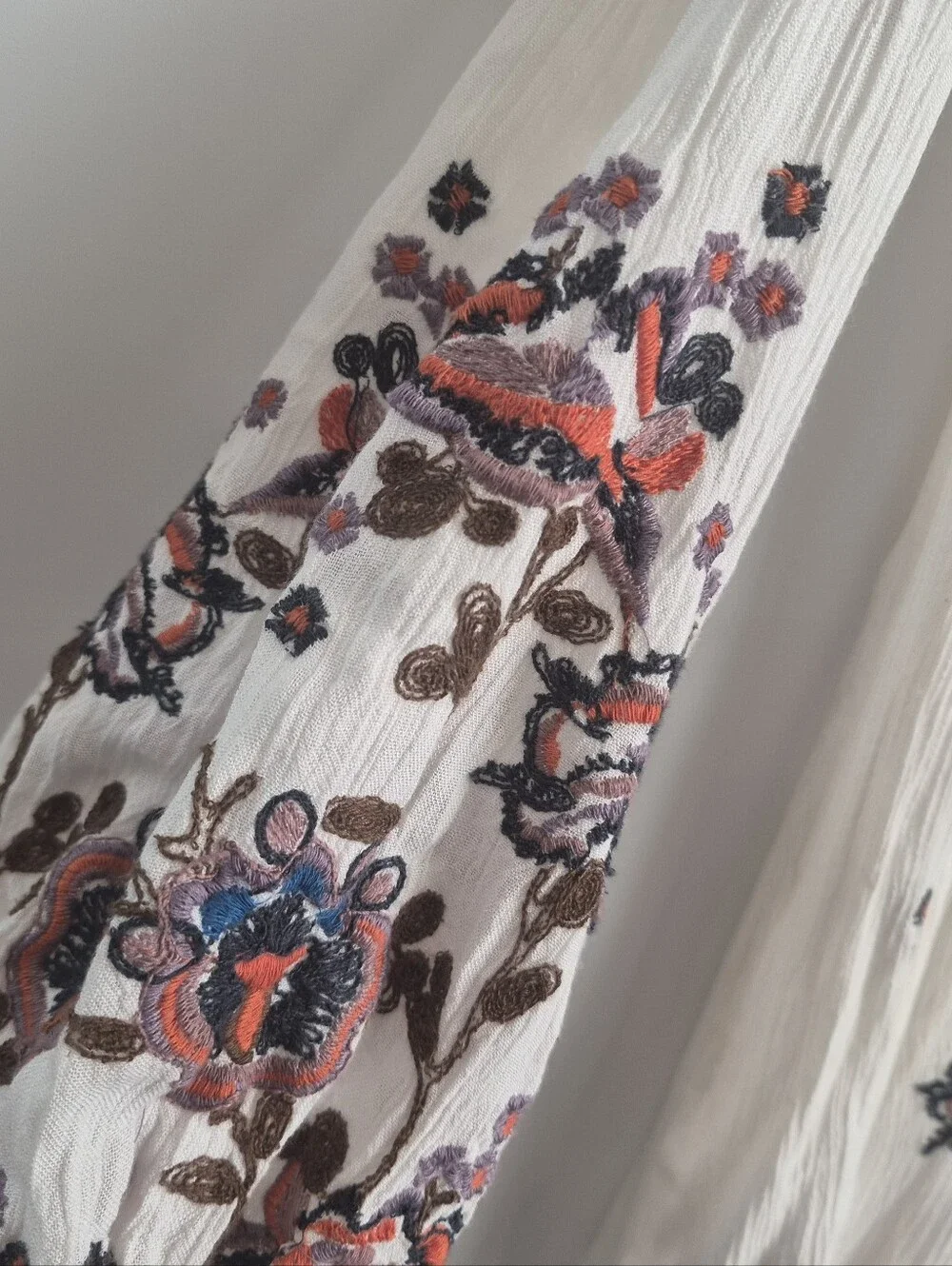 Free People Electric Garden Embroidered Ivory Mini Dress XS Boho